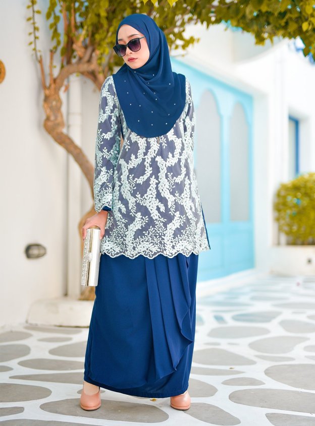 Baju Kurung Lace Pearl Adila - Sea Blue