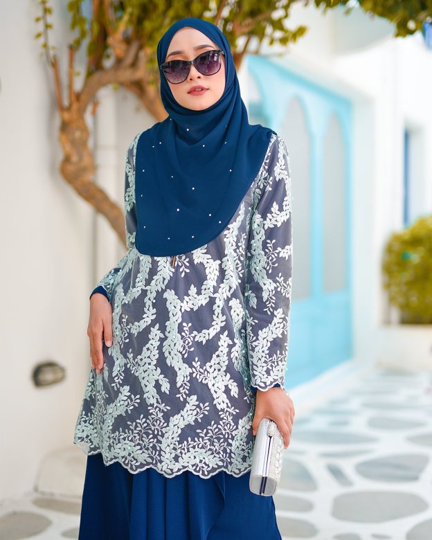 Baju Kurung Lace Pearl Adila - Sea Blue