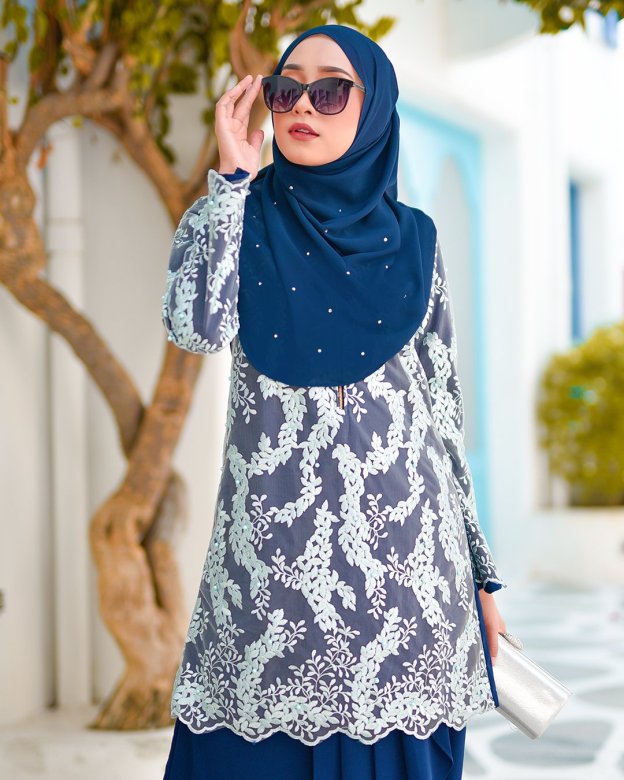 Baju Kurung Lace Pearl Adila - Sea Blue