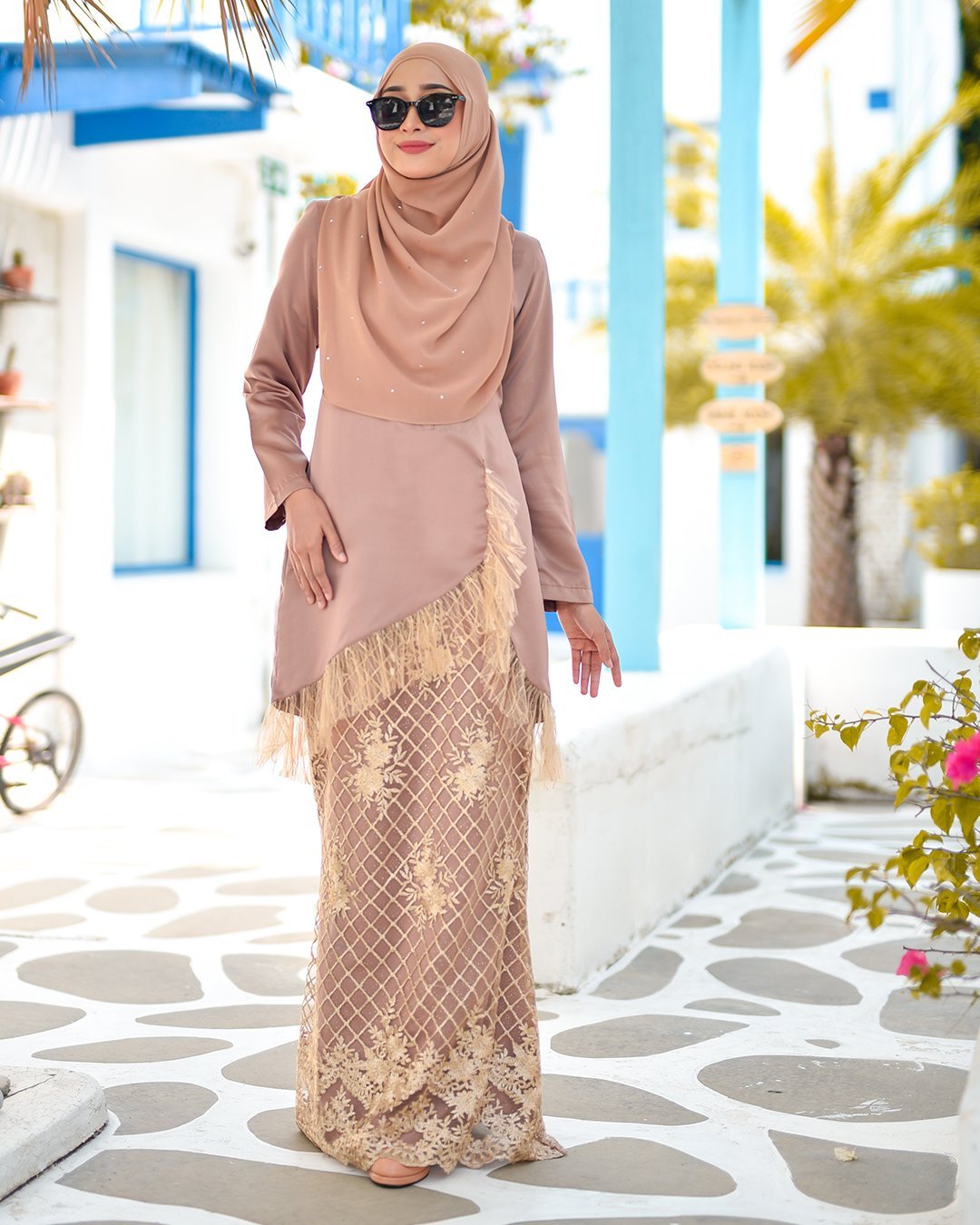 Baju Kurung Lace Tulle Aisyah - Latte Brown
