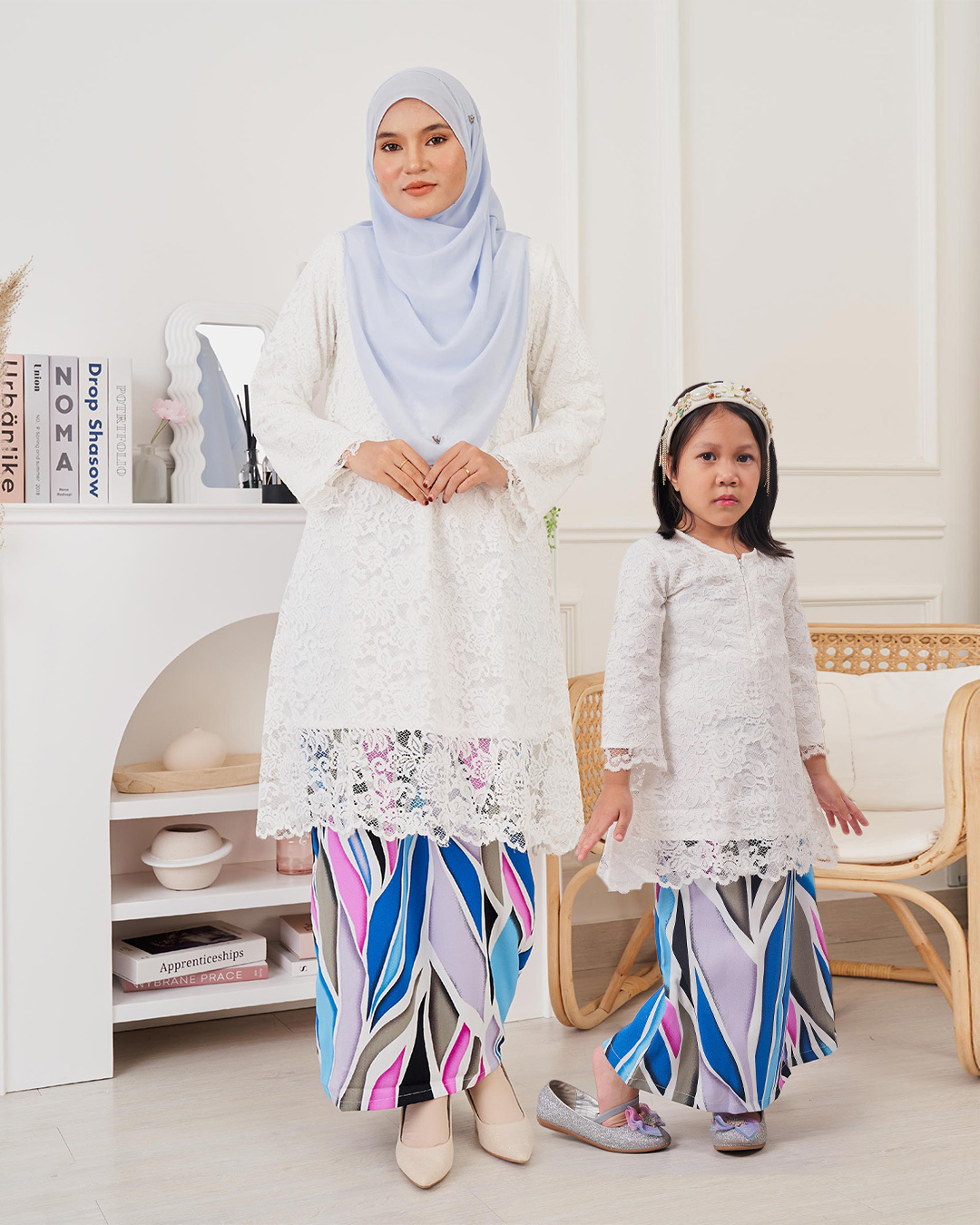 Baju Kurung Lace Alexa Kids - Senada Blue