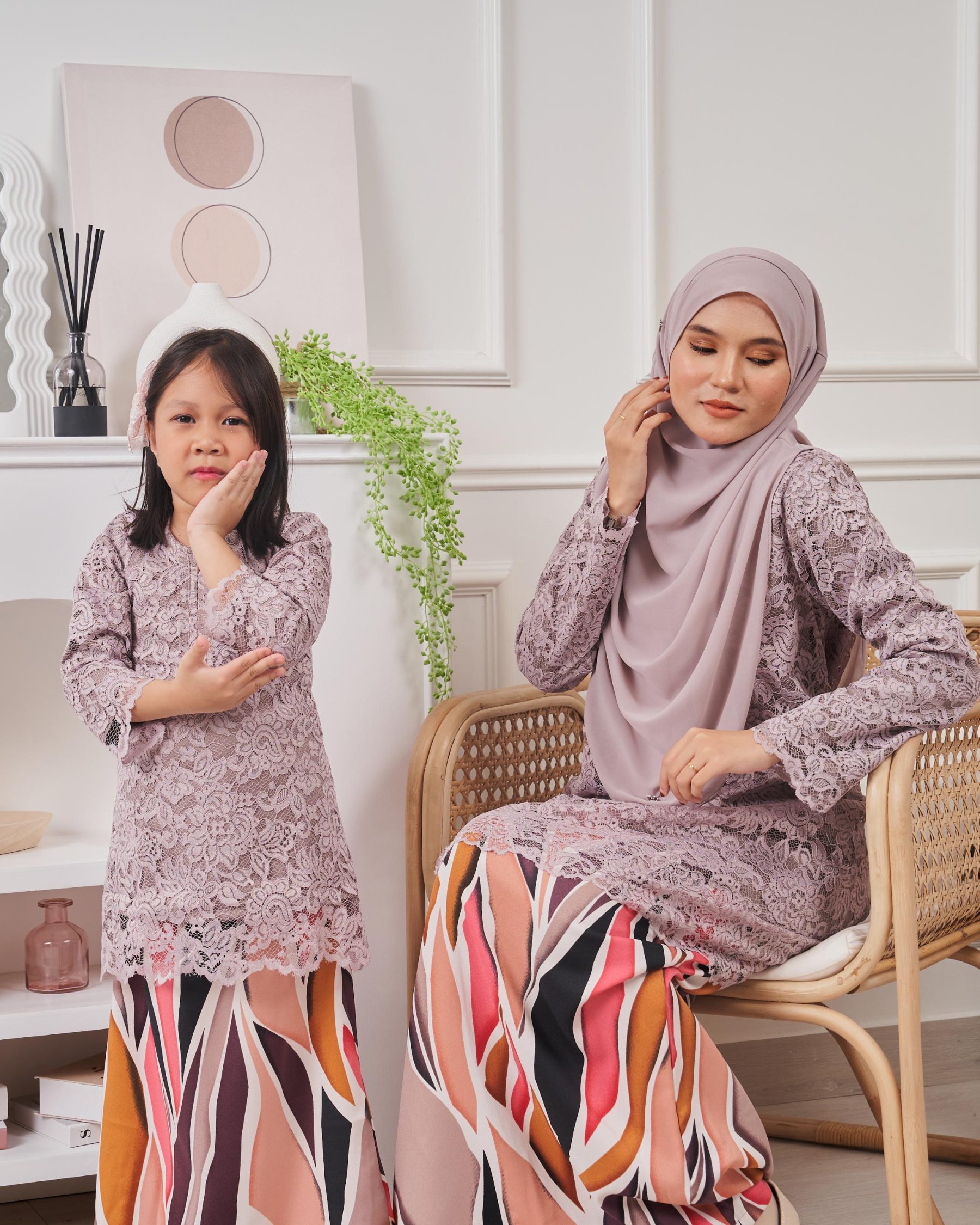 Baju Kurung Lace Alexa Kids - Senada Pink