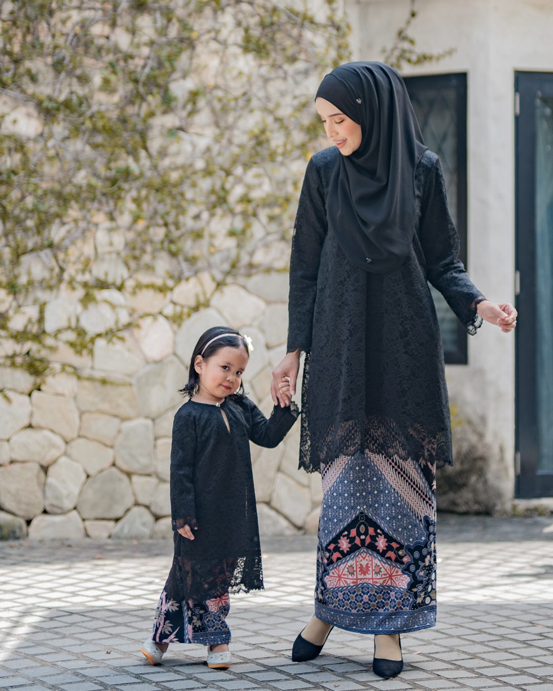 Baju Kurung Batik Alice Lace Kids - Karma Black