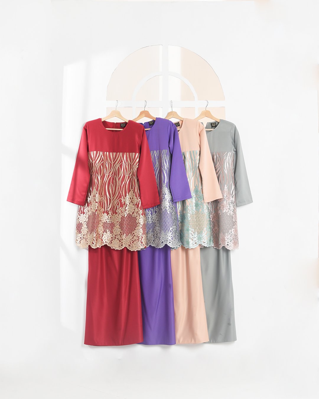 Baju Kurung Lace Anisa Kids - Minty Peach