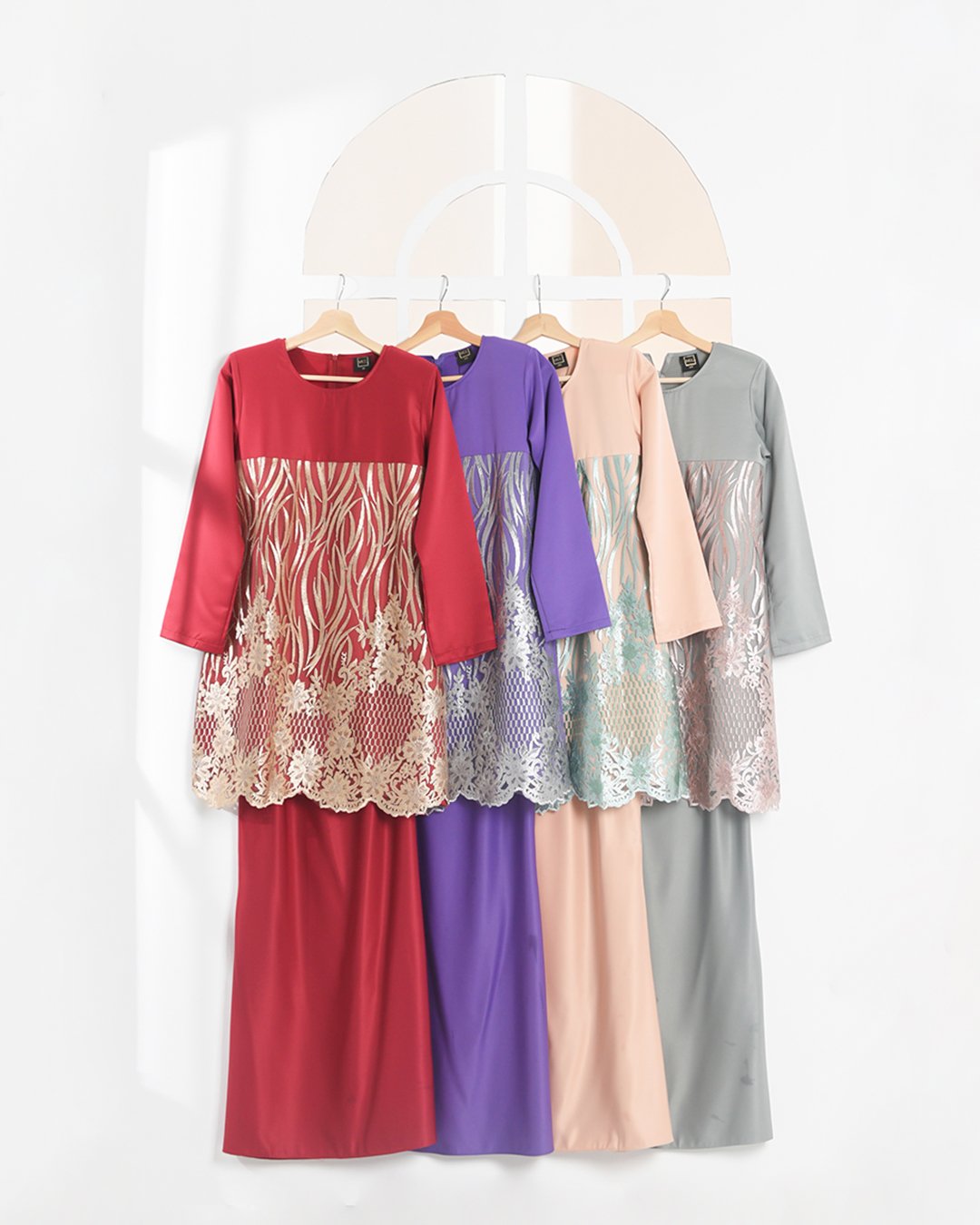 Baju Kurung Lace Amani Kids - Blush Peach