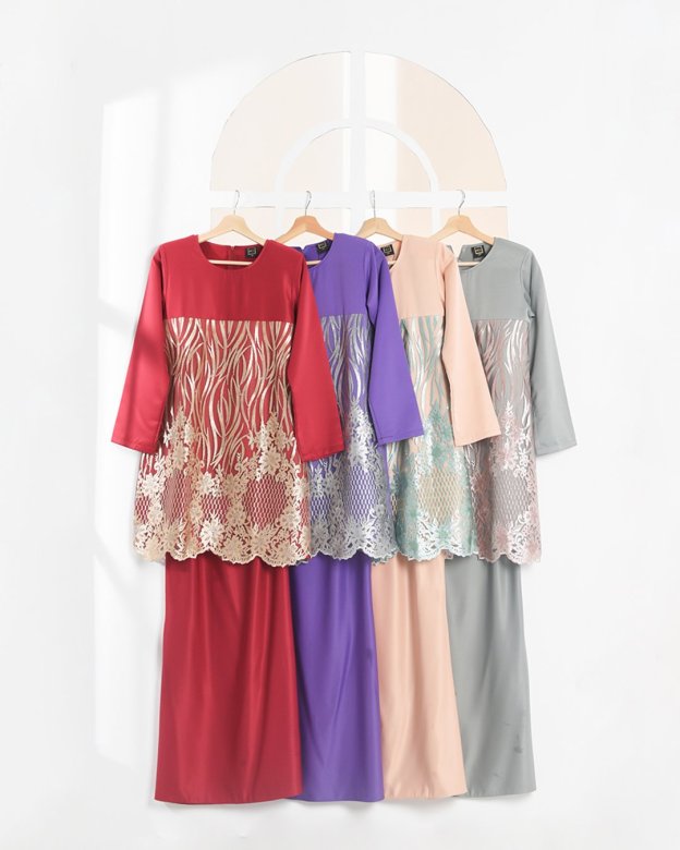 Baju Kurung Lace Amani Kids - Blush Peach