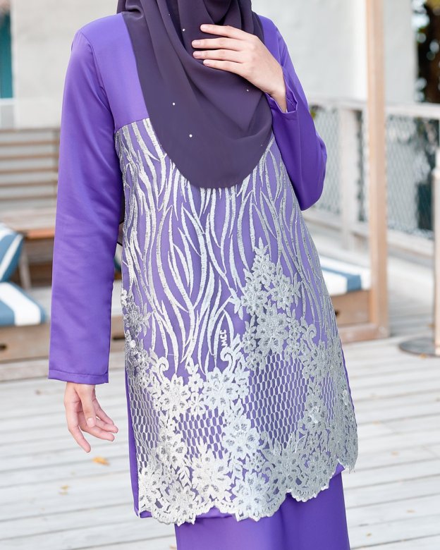 Baju Kurung Lace Anisa - Grape Purple