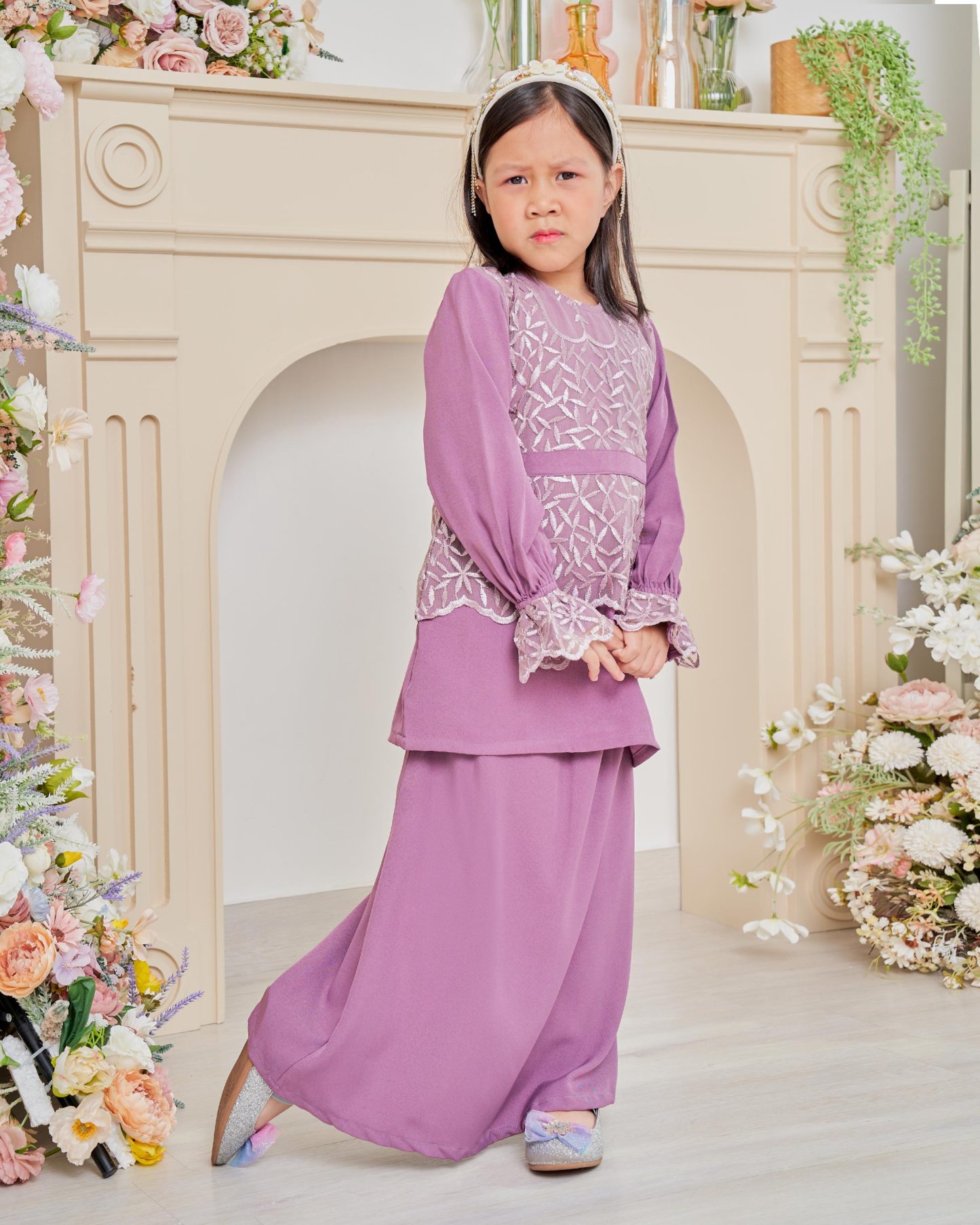 Baju Kurung Lace Arabella Kids – Grape Purple