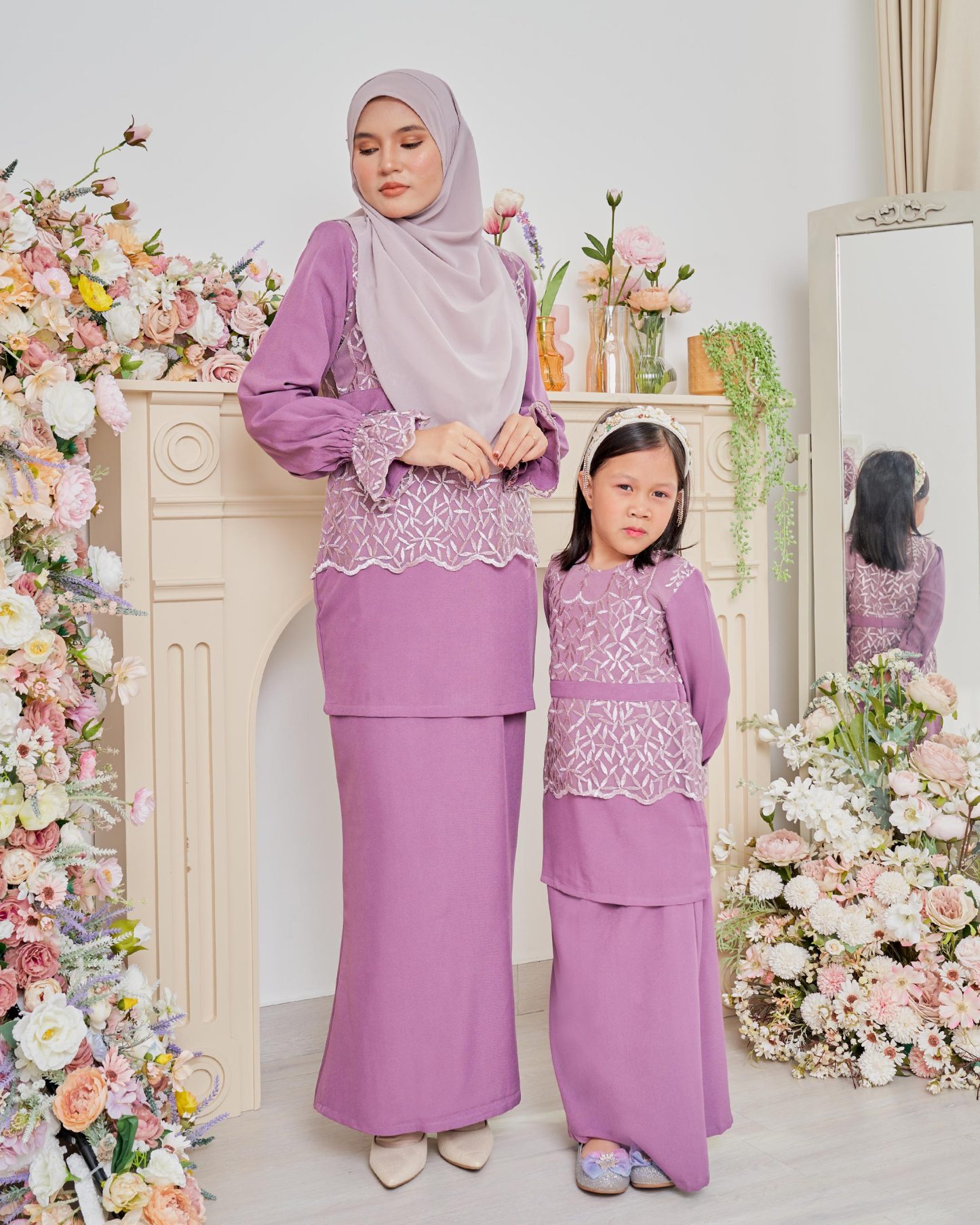 Baju Kurung Lace Arabella Kids – Grape Purple