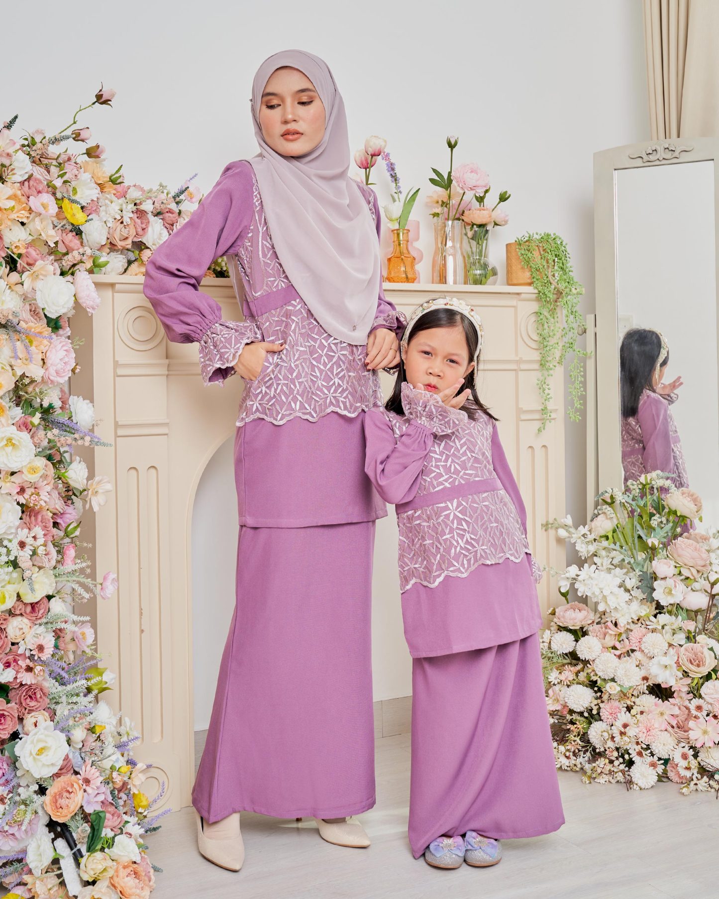 Baju Kurung Lace Arabella Kids – Grape Purple