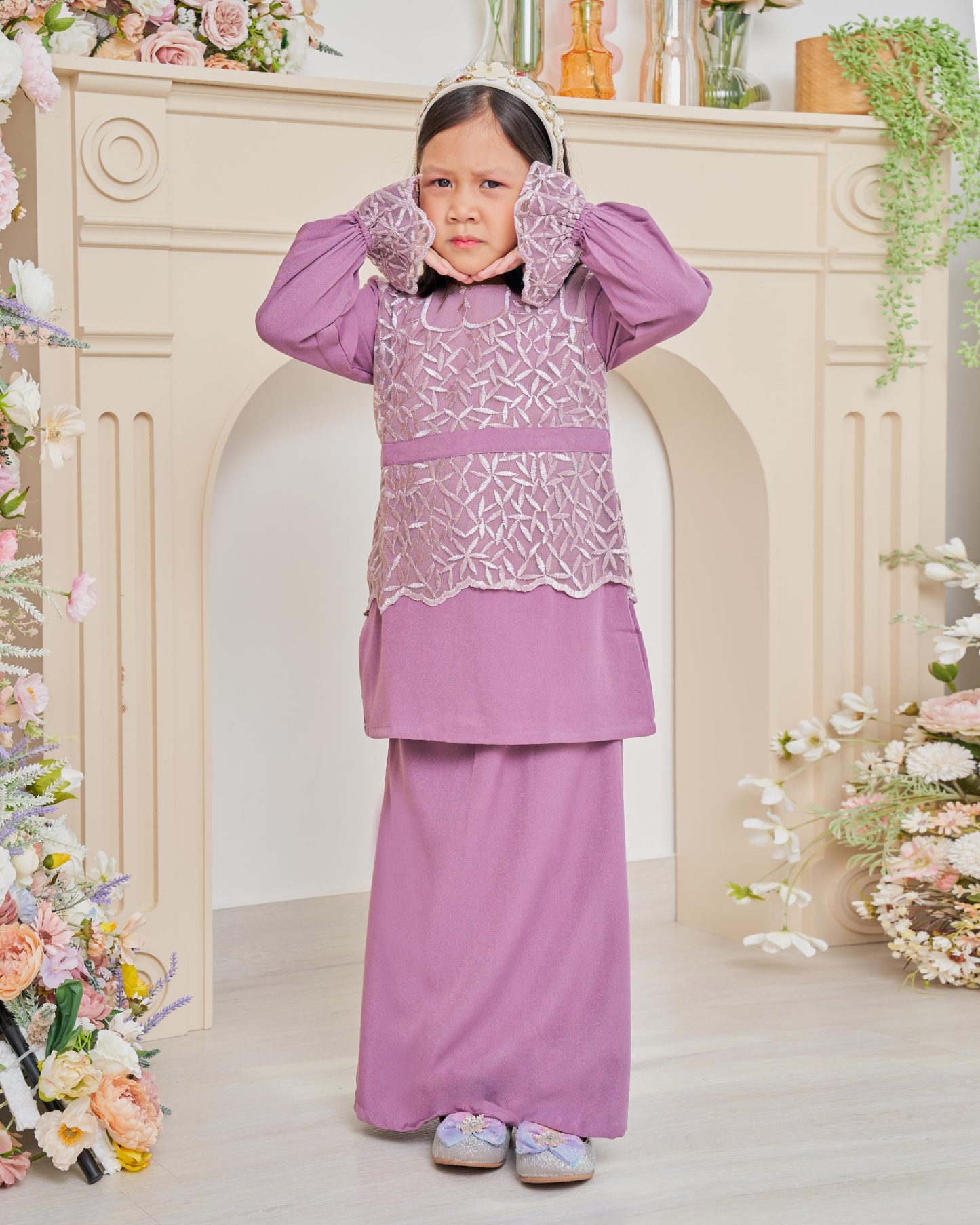 Baju Kurung Lace Arabella Kids – Grape Purple