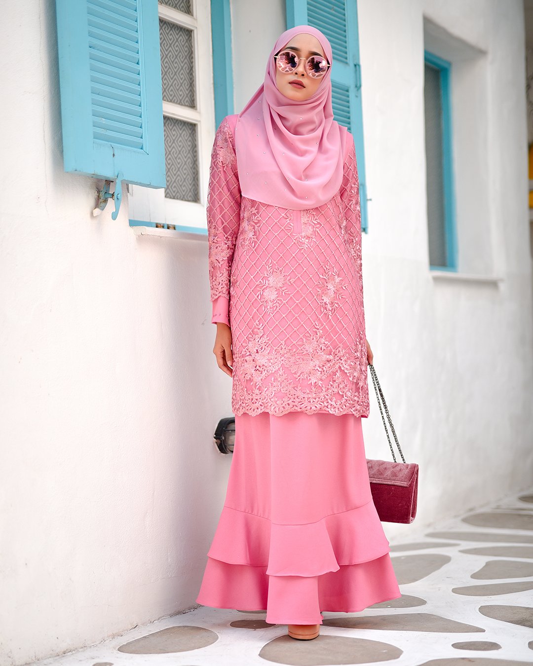 Baju Kurung Lace Asma - Strawberry Smoothies