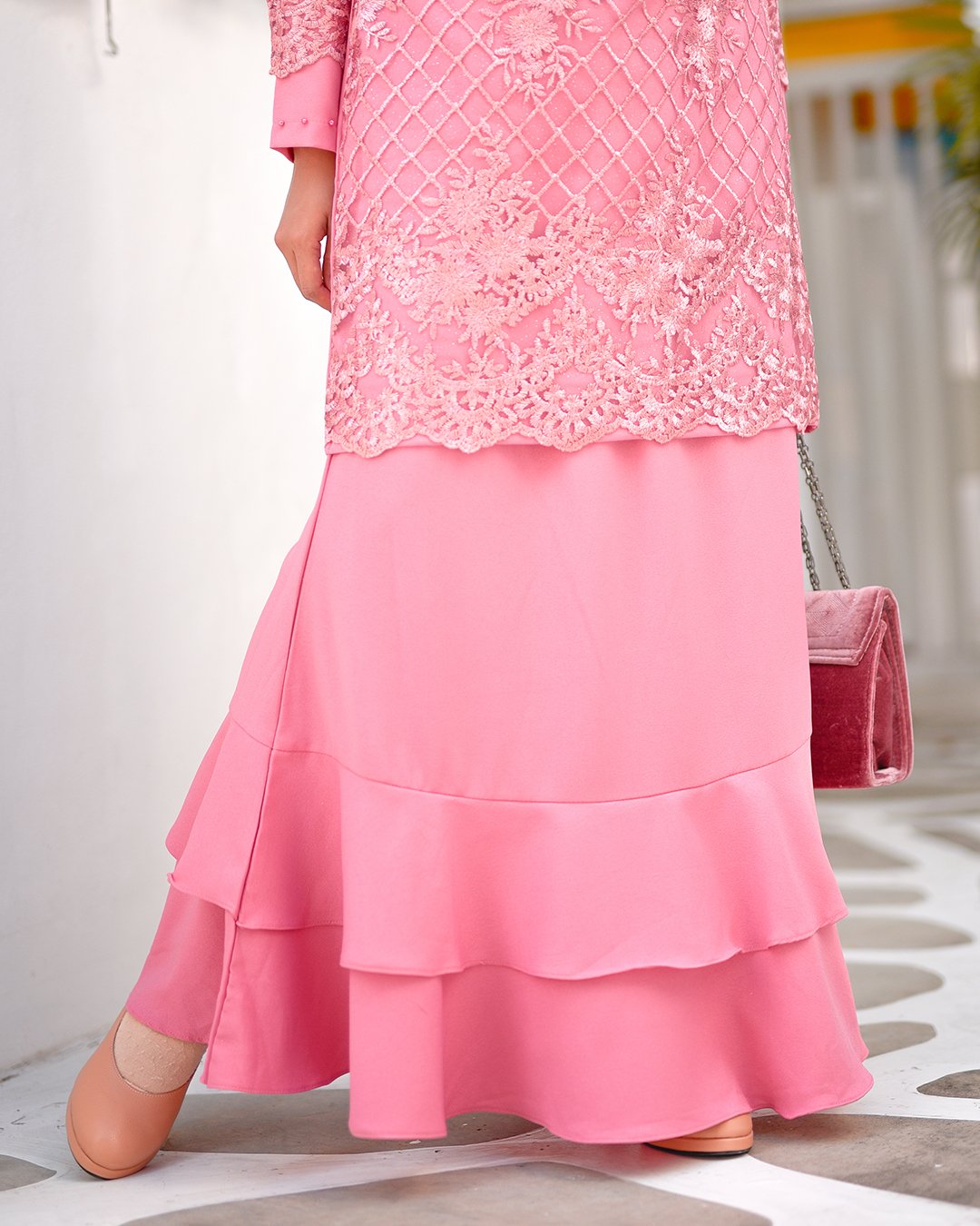 Baju Kurung Lace Asma - Strawberry Smoothies