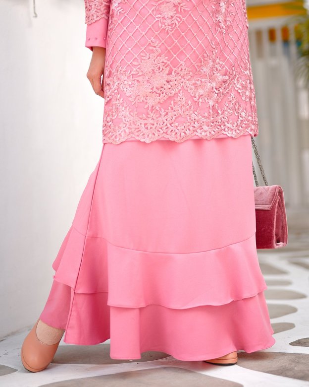 Baju Kurung Lace Asma - Strawberry Smoothies