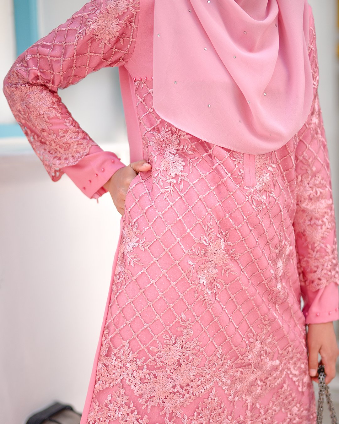 Baju Kurung Lace Asma - Strawberry Smoothies