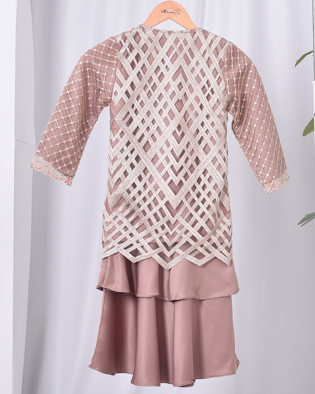 Baju Kurung Lace Azila Kids - Latte Brown
