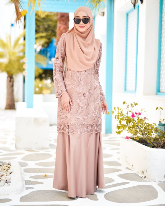 Baju Kurung Lace Azizah - Latte Brown