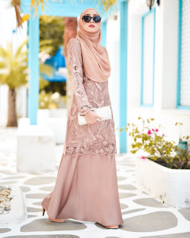 Baju Kurung Lace Azizah - Latte Brown