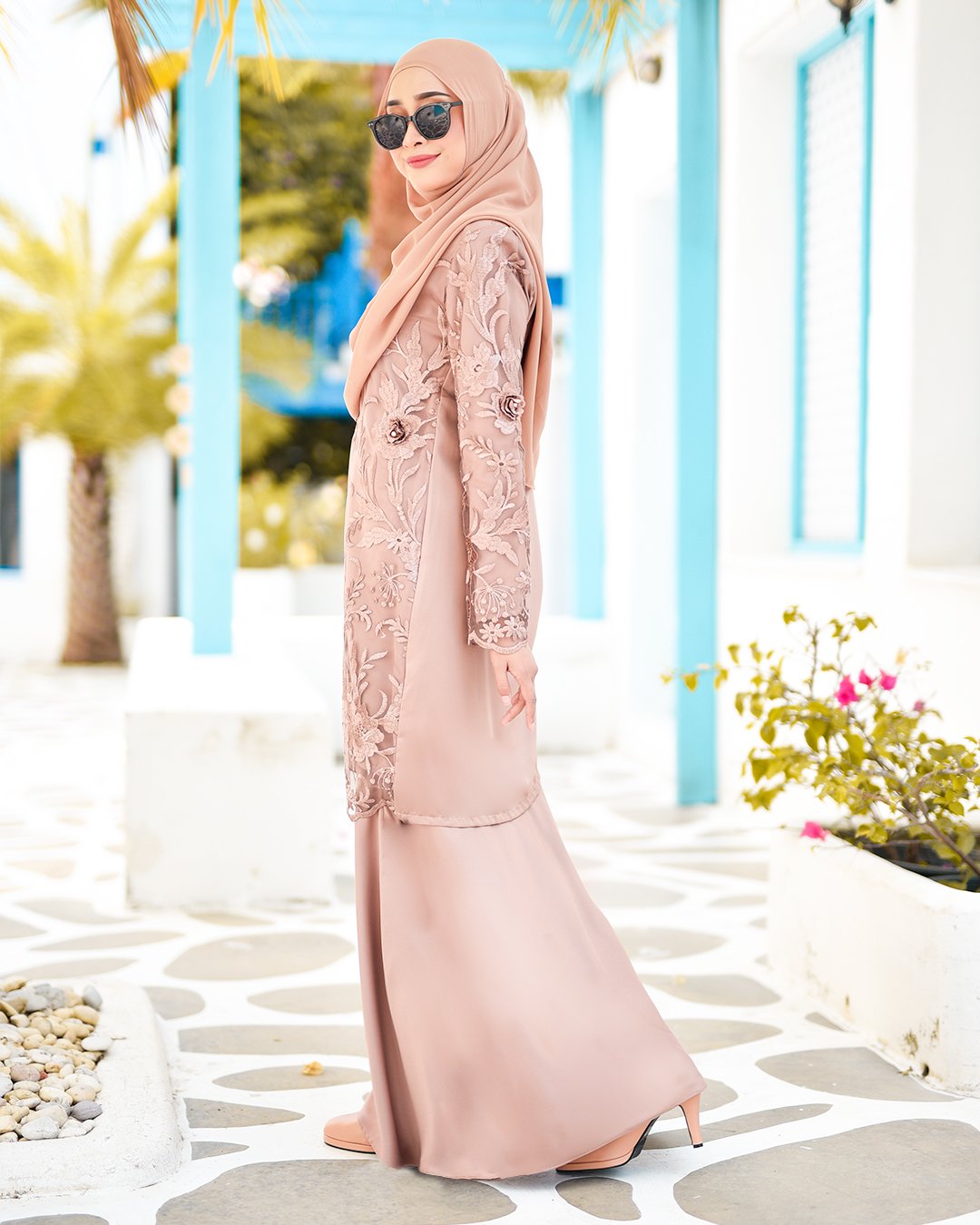 Baju Kurung Lace Azizah - Latte Brown