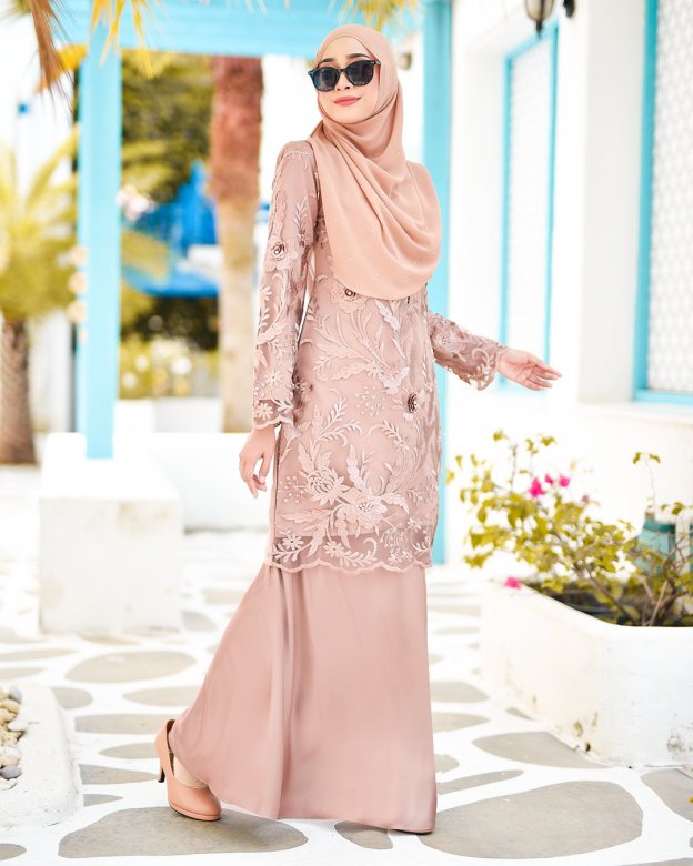 Baju Kurung Lace Azizah - Latte Brown