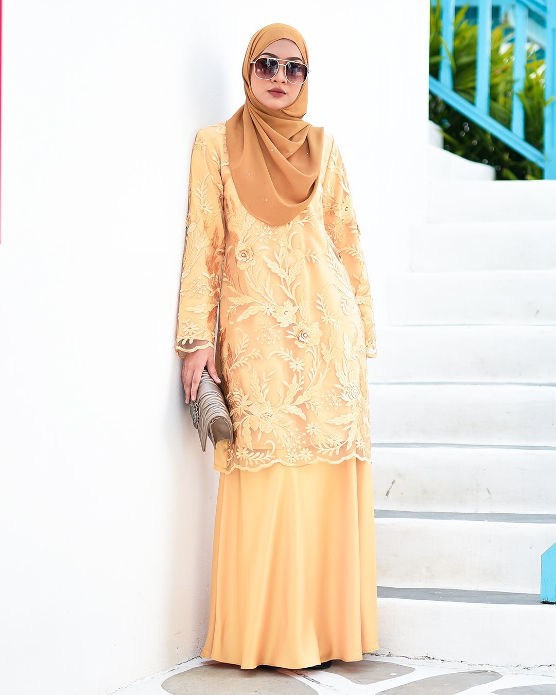 Baju Kurung Lace Azizah - Ferrero Gold