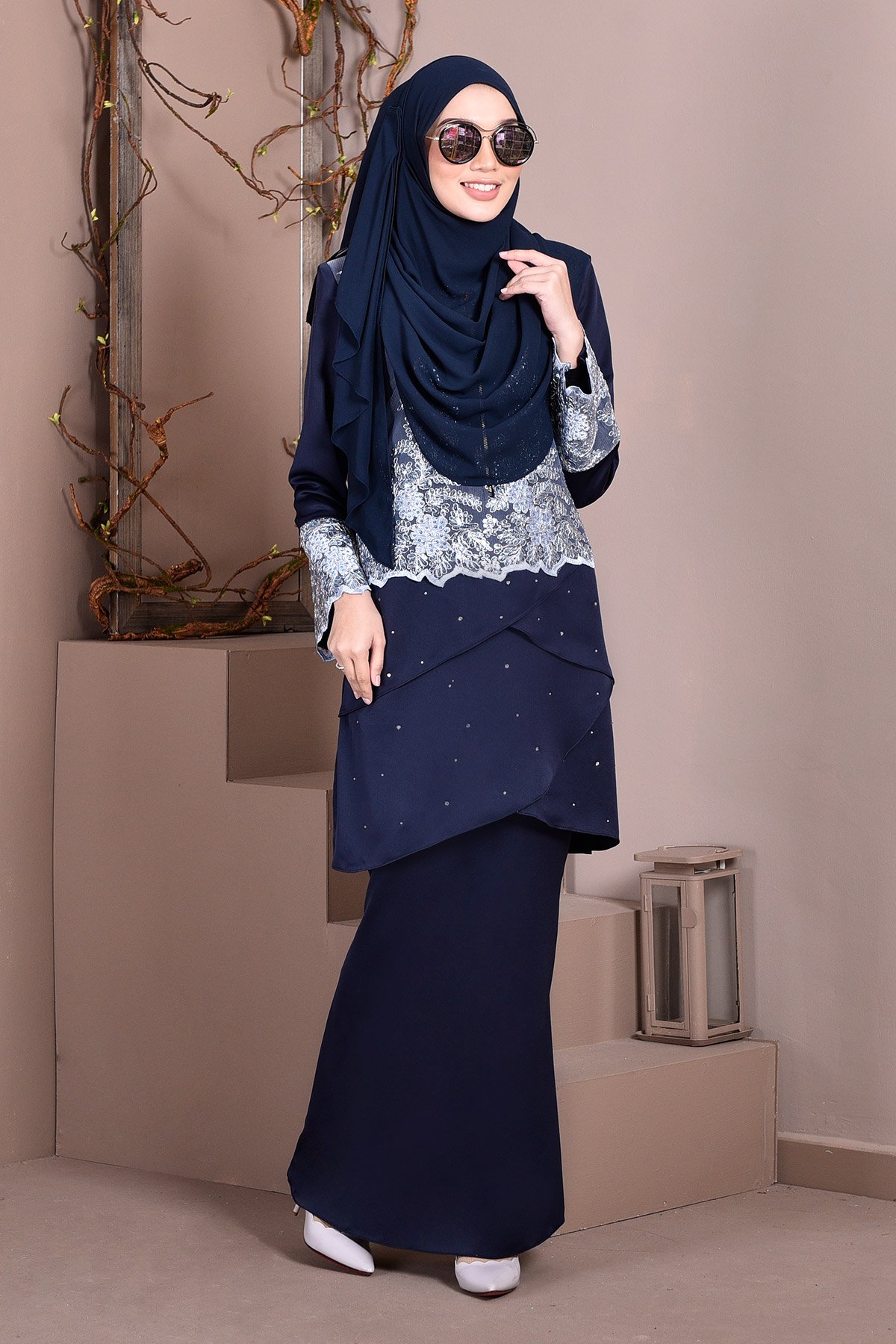 Baju Kurung Lace Clemence II - Deep Blue