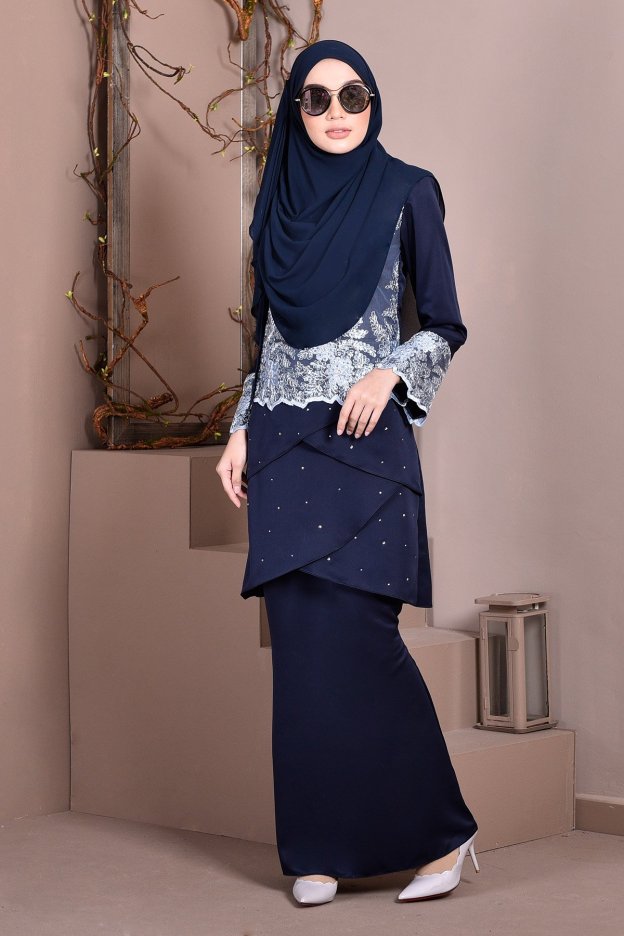 Baju Kurung Lace Clemence II - Deep Blue