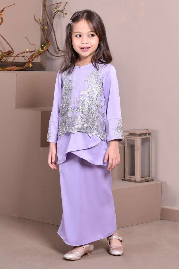 Baju Kurung Lace Clemence Kids II - Lilac Purple