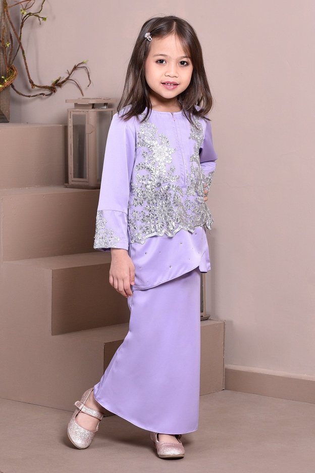 Baju Kurung Lace Clemence Kids II - Lilac Purple