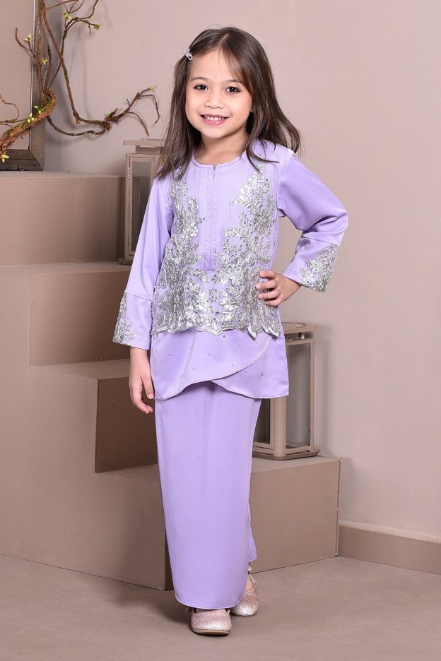 Baju Kurung Lace Clemence Kids II - Lilac Purple