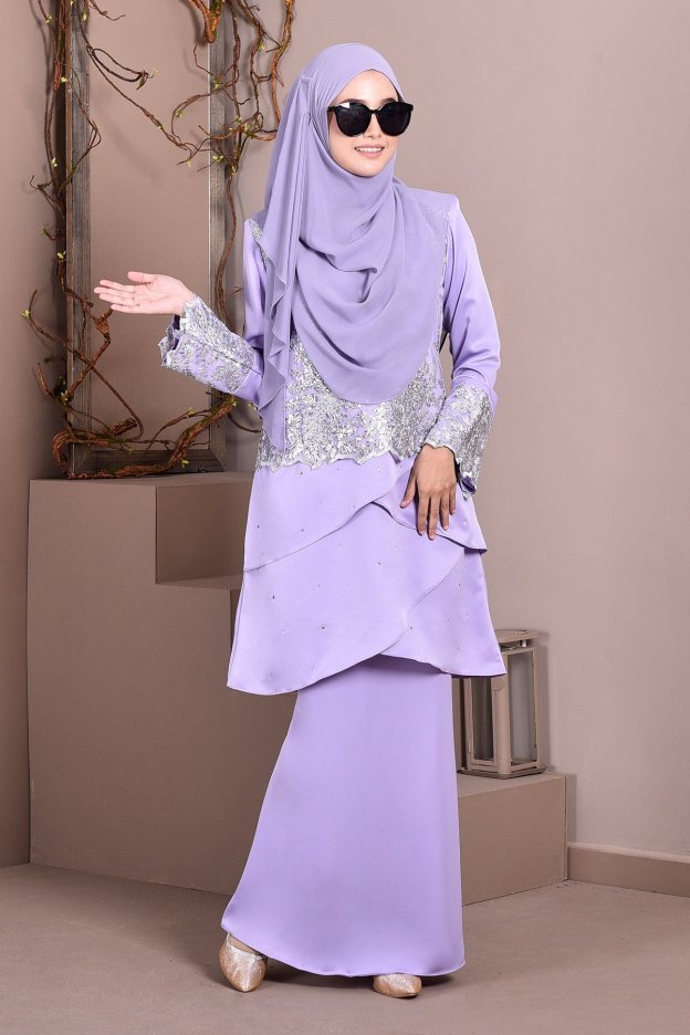 Baju Kurung Lace Clemence II - Lilac Purple