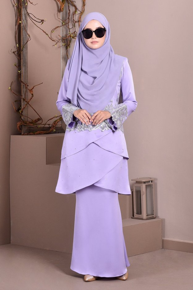 Baju Kurung Lace Clemence II - Lilac Purple