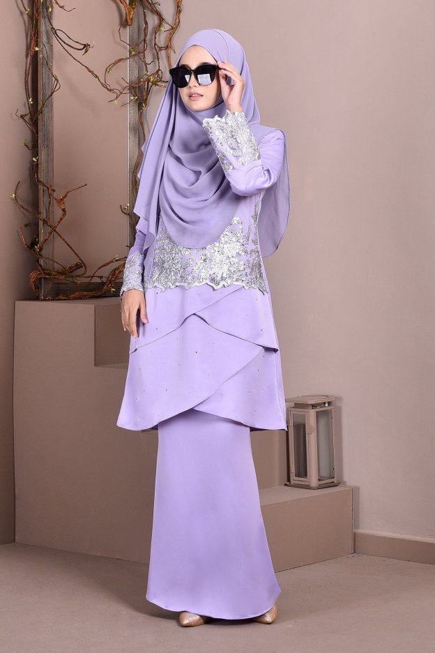 Baju Kurung Lace Clemence II - Lilac Purple