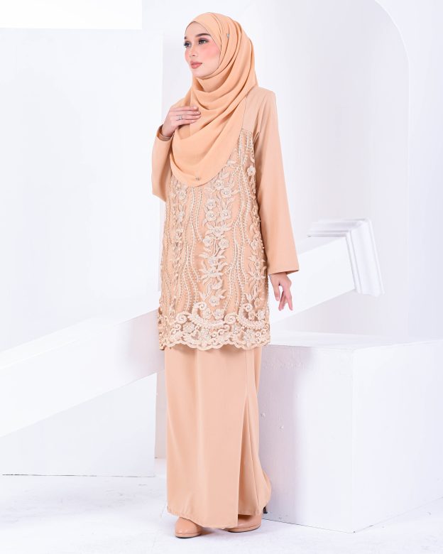 Baju Kurung Lace Dayra - Brown Buff