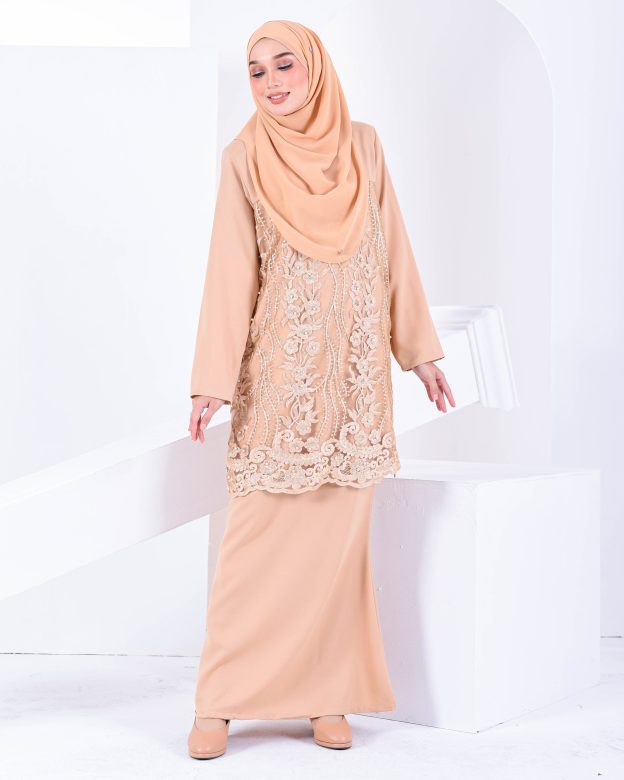 Baju Kurung Lace Dayra - Brown Buff