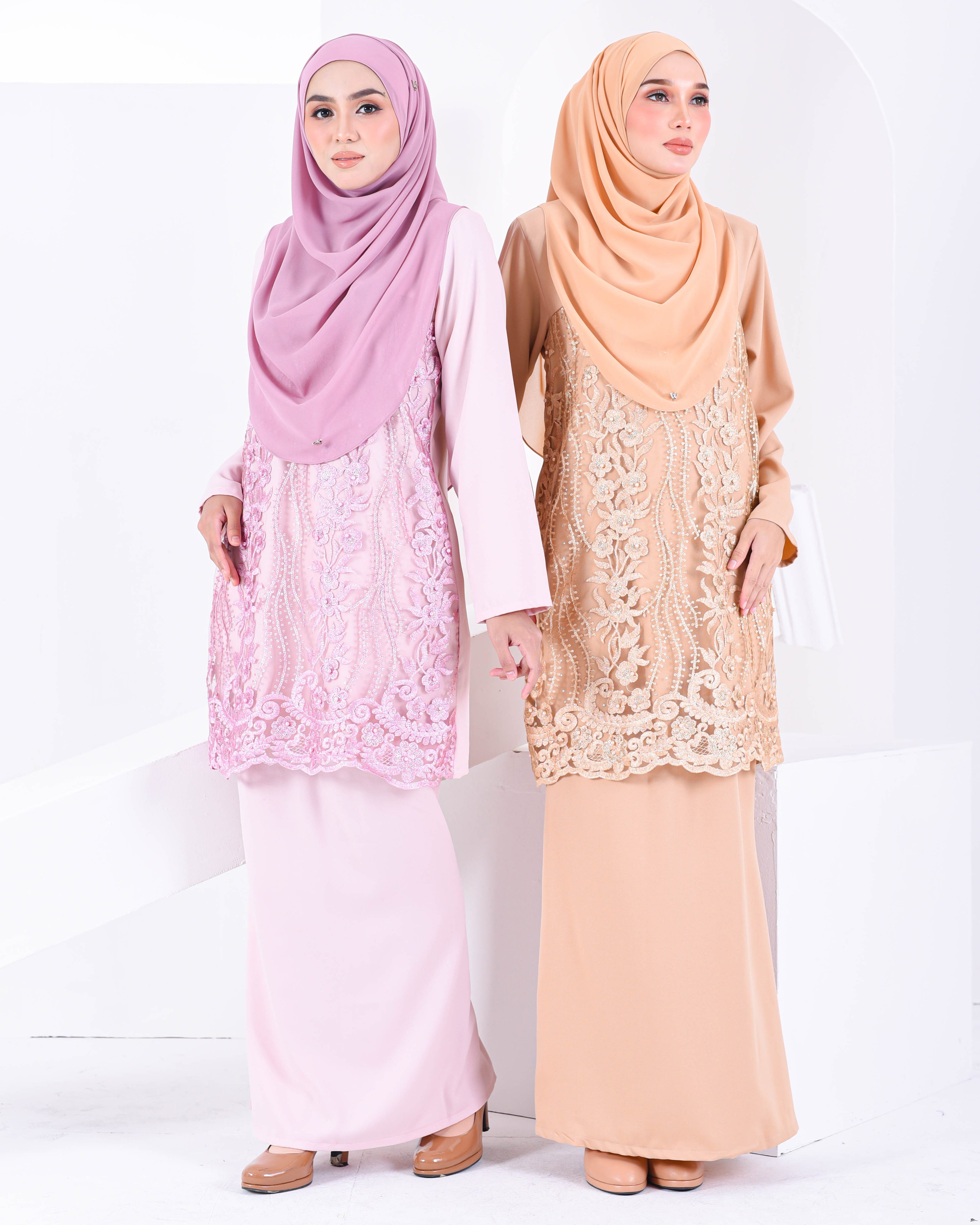 Baju Kurung Lace Dayra - Brown Buff