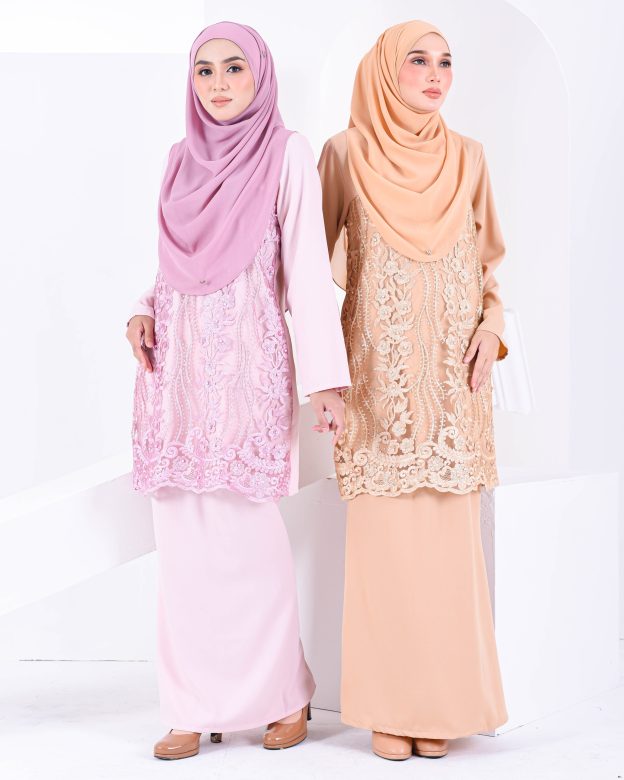 Baju Kurung Lace Dayra - Brown Buff