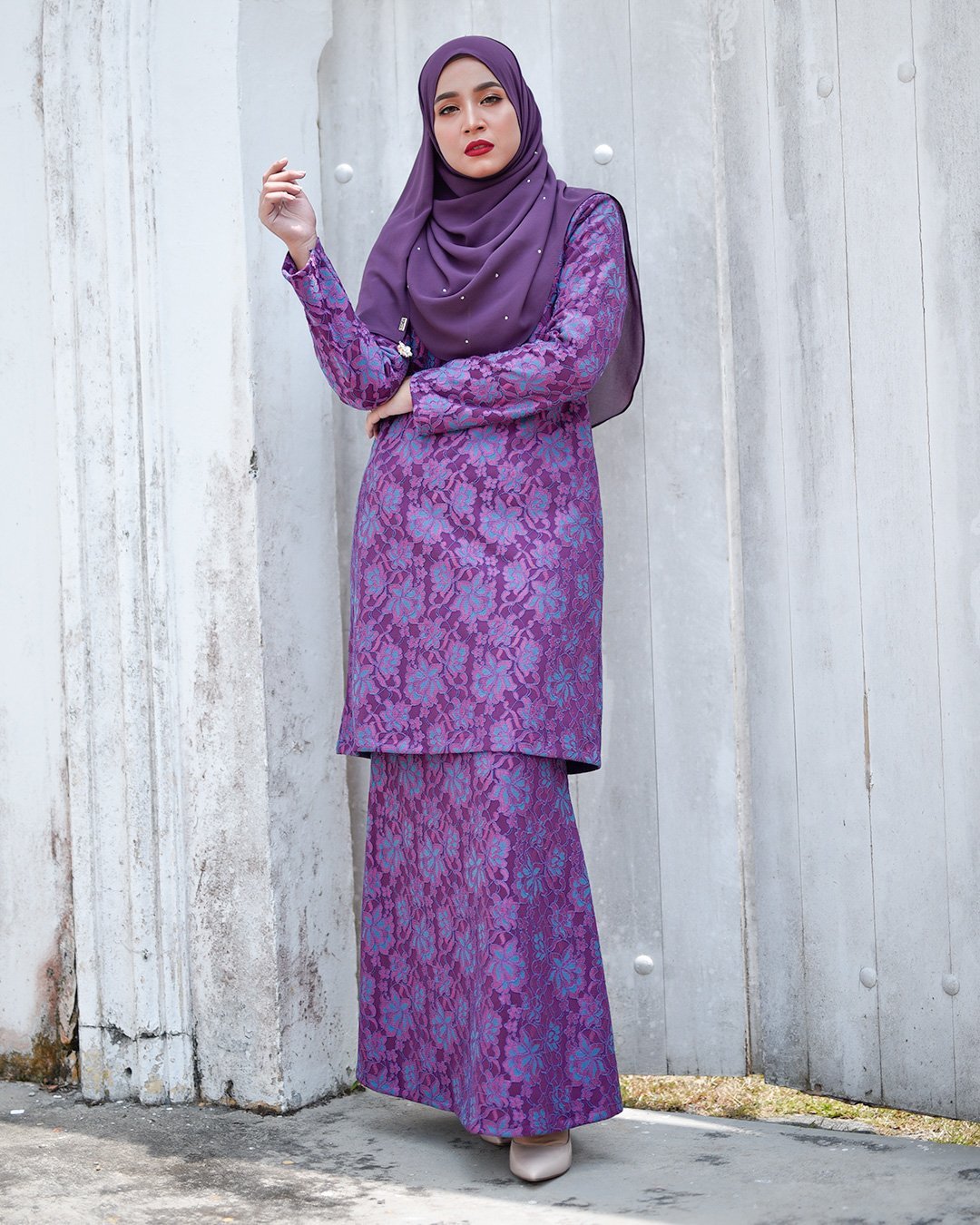 Baju Kurung Lace Gywa - Amore Purple