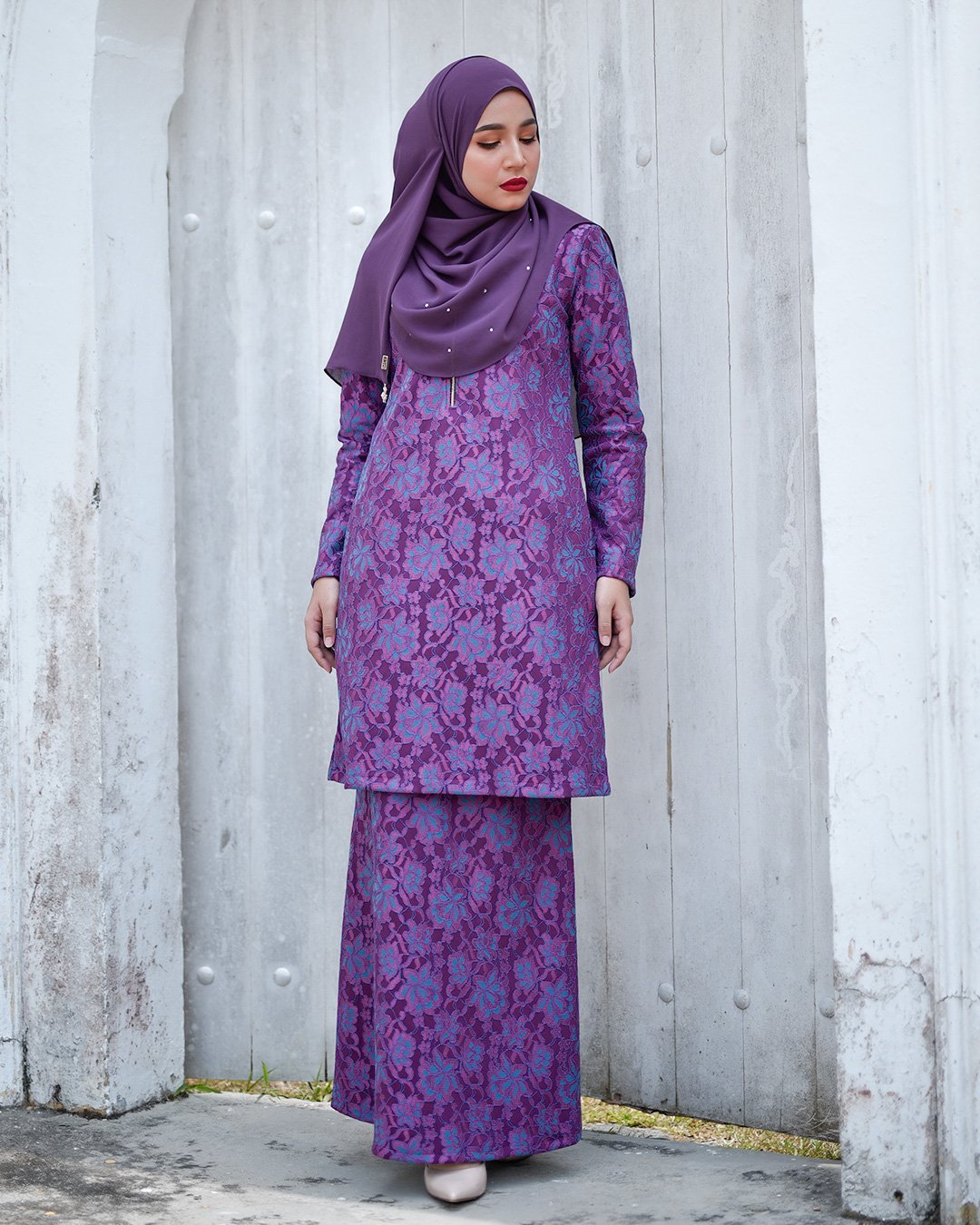 Baju Kurung Lace Gywa - Amore Purple