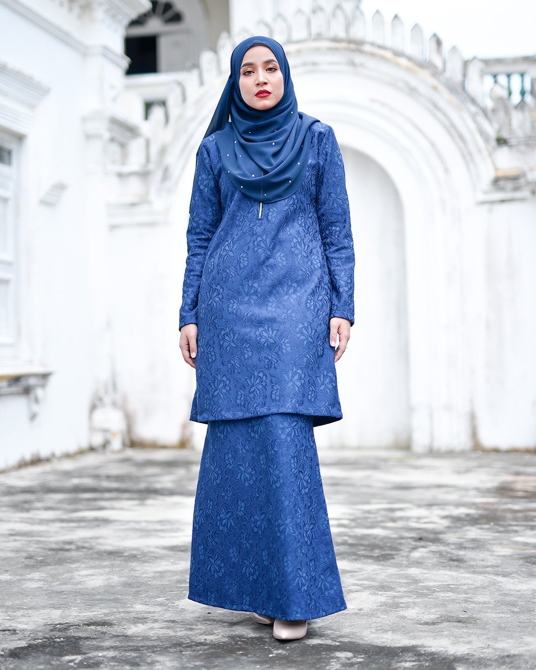 Baju Kurung Lace Gywa - Grand Blue