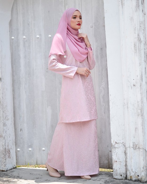Baju Kurung Lace Gywa - Romantic Pink