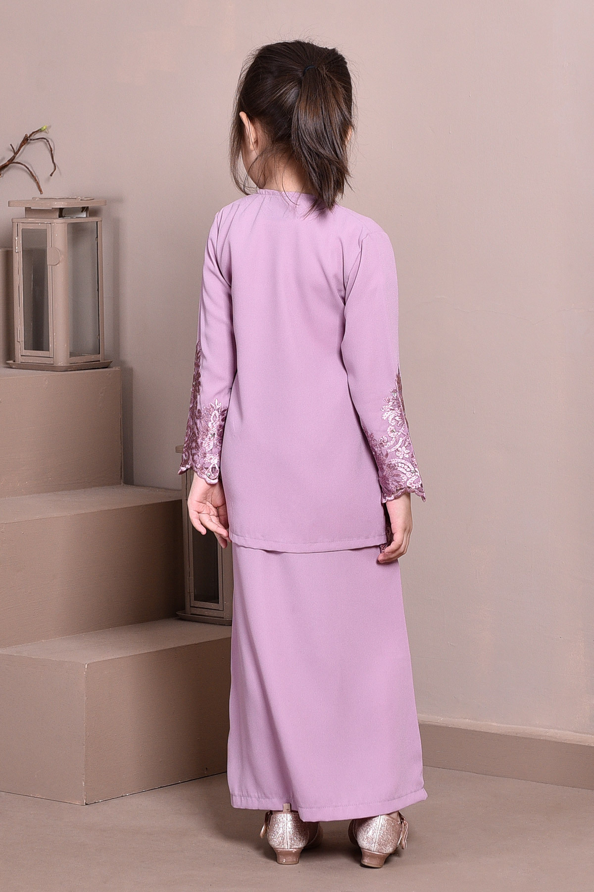 Baju Kurung Lace Royal Maya Kids - Lilac Purple
