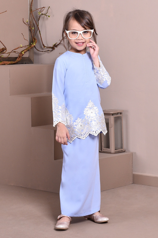 Baju Kurung Lace Royal Maya Kids - Glacier White