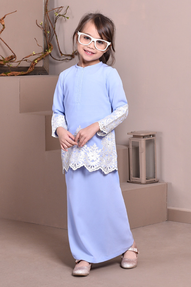 Baju Kurung Lace Royal Maya Kids - Glacier White