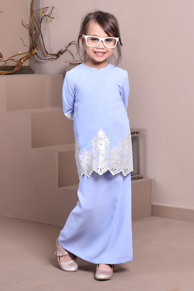 Baju Kurung Lace Royal Maya Kids - Glacier White