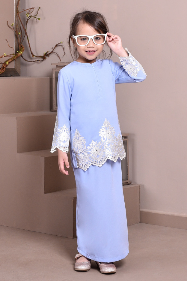 Baju Kurung Lace Royal Maya Kids - Glacier White