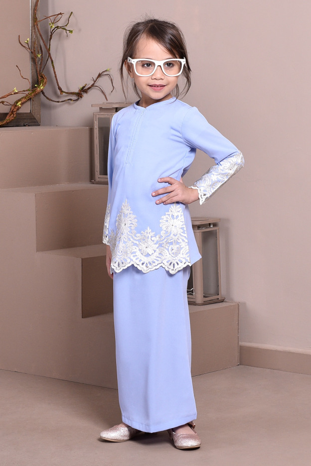 Baju Kurung Lace Royal Maya Kids - Glacier White