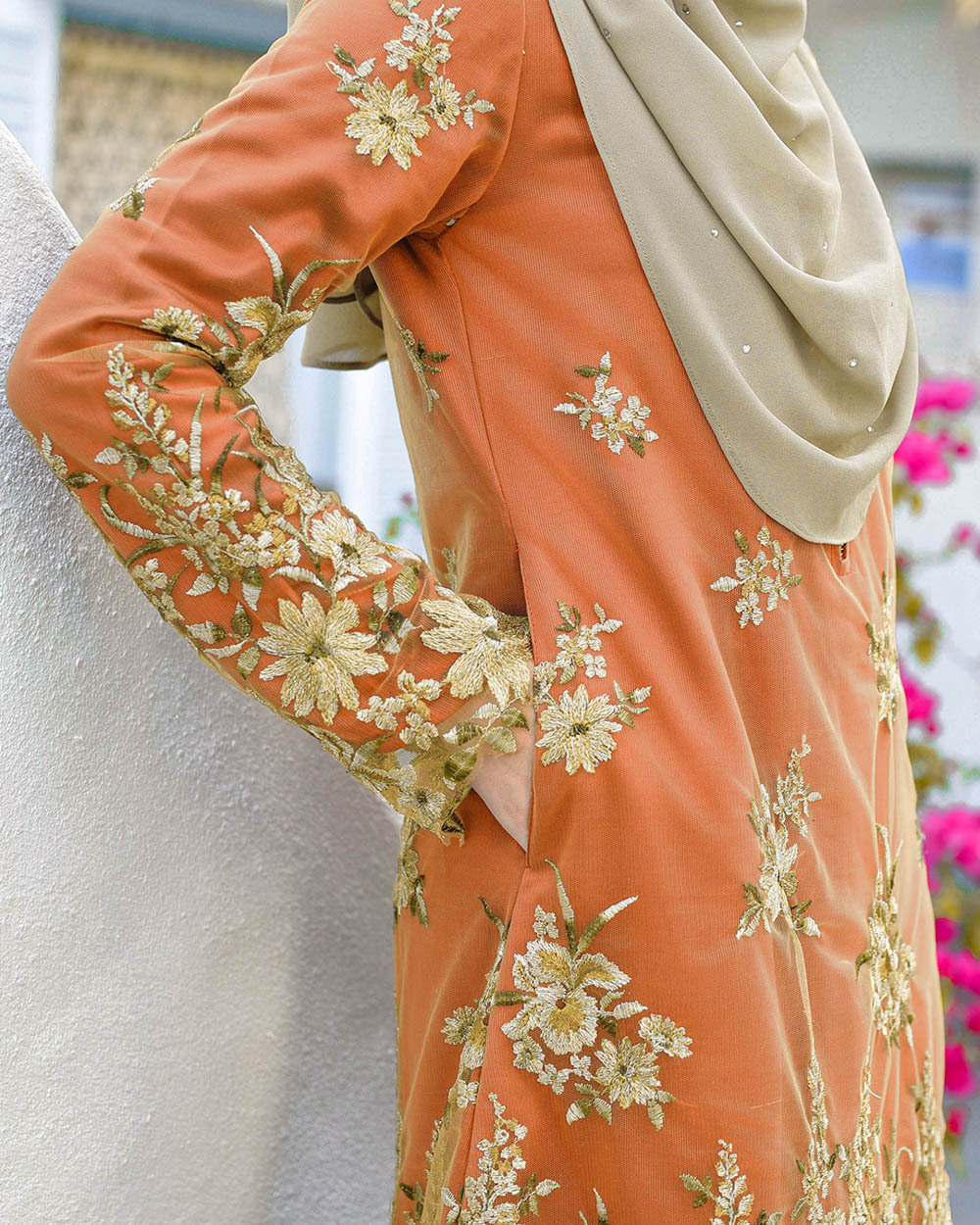 Baju Kurung Lace Latifah - Burnt Orange