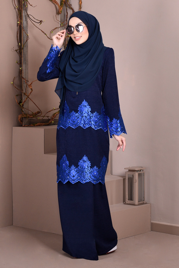 Baju Kurung Lace Royal Missa - Gemstone Blue