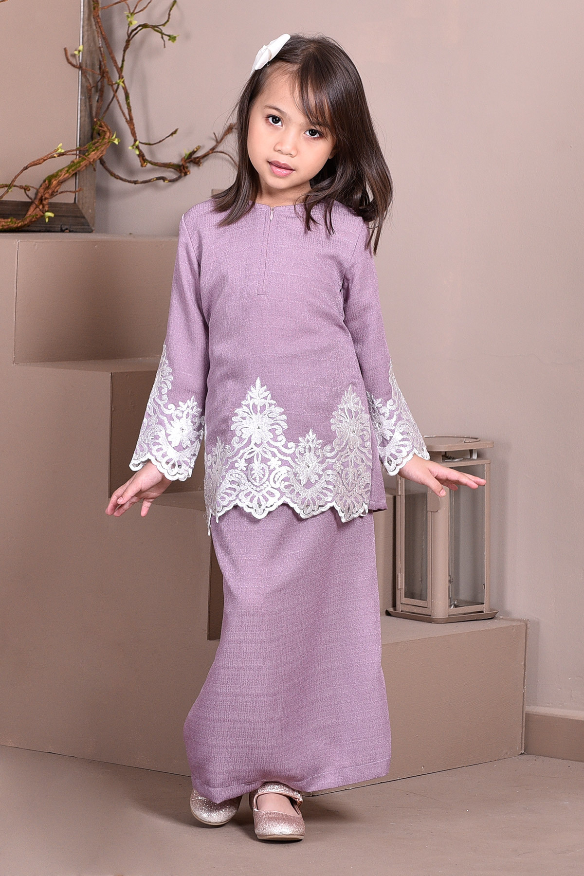 Baju Kurung Lace Royal Missa Kids - Lilac Purple